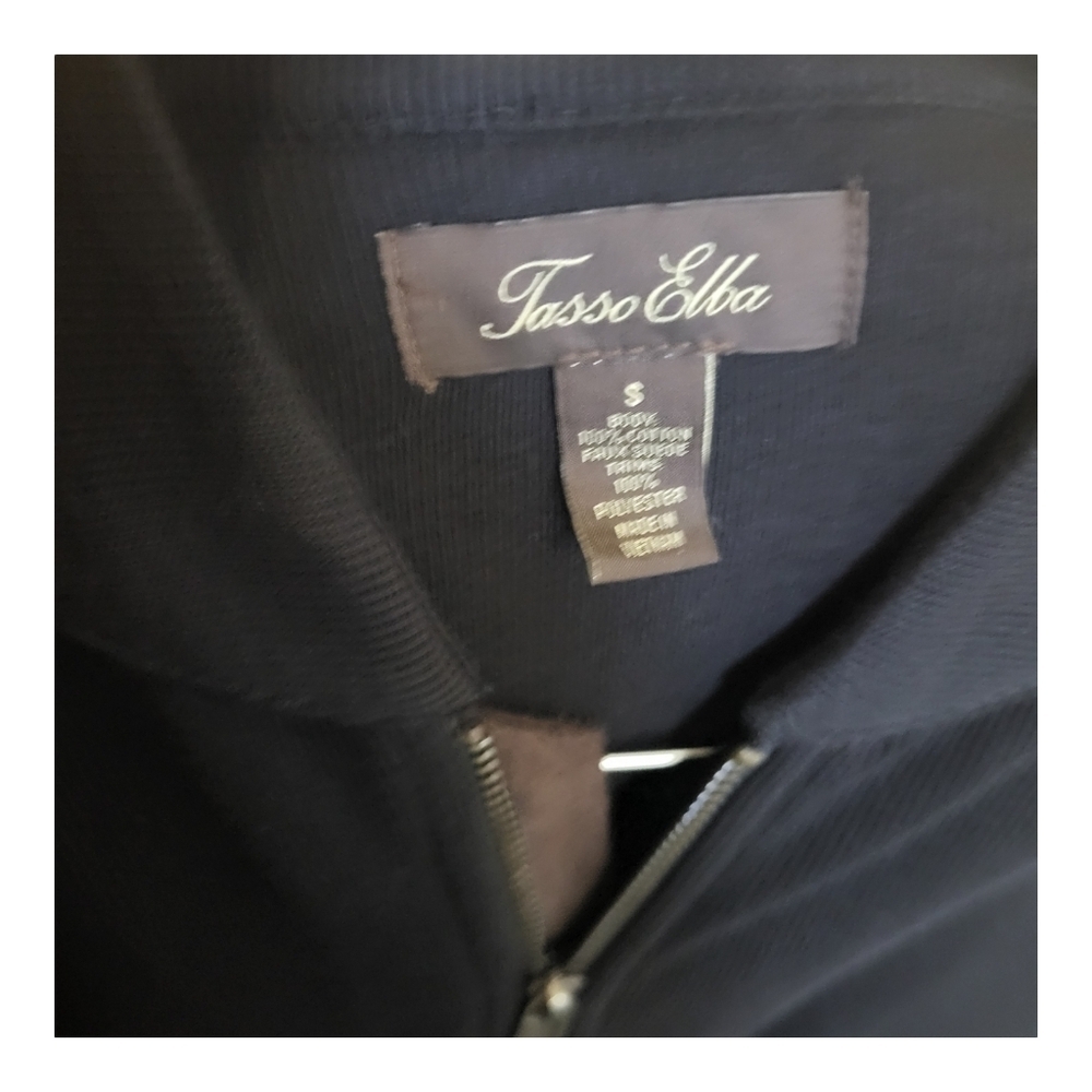 Tasso‎ Elba,Men's Black/Sweater, Full Zip, Faux Suede Design By Zipper, Size S - Picture 2 of 8